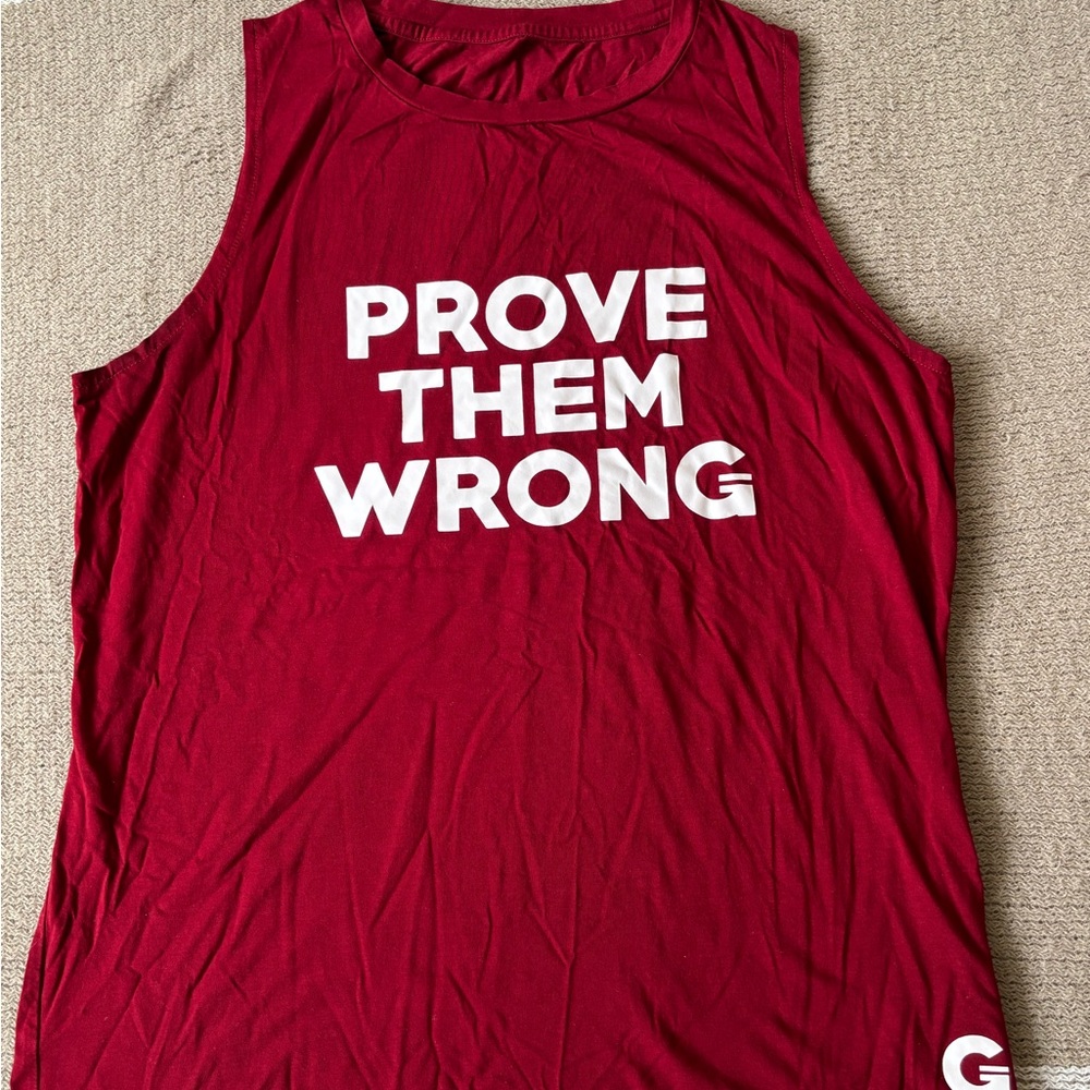 Grrrl Maroon Muscle Tee with Bold 'PROVE THEM WRONG' Graphic